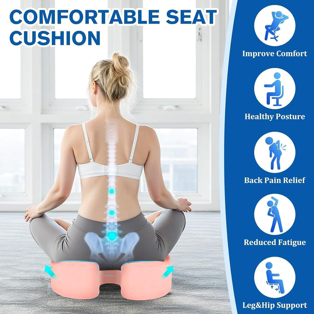 CushyOasis Seat Cushion, Chair Cushions, Office Chair Cushions, Anti-Slip Bottom & Removable Cover Tailbone Cushion, Memory Foam Seat Cushi…