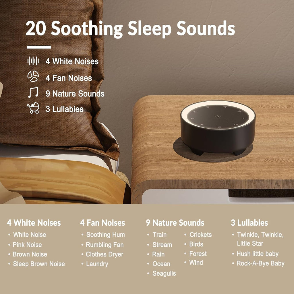 Kipcush® Kipcush White Noise Machine for Sleeping, 20 Soothing Sounds Including White Pink Brown Noise, Fan and Nature
