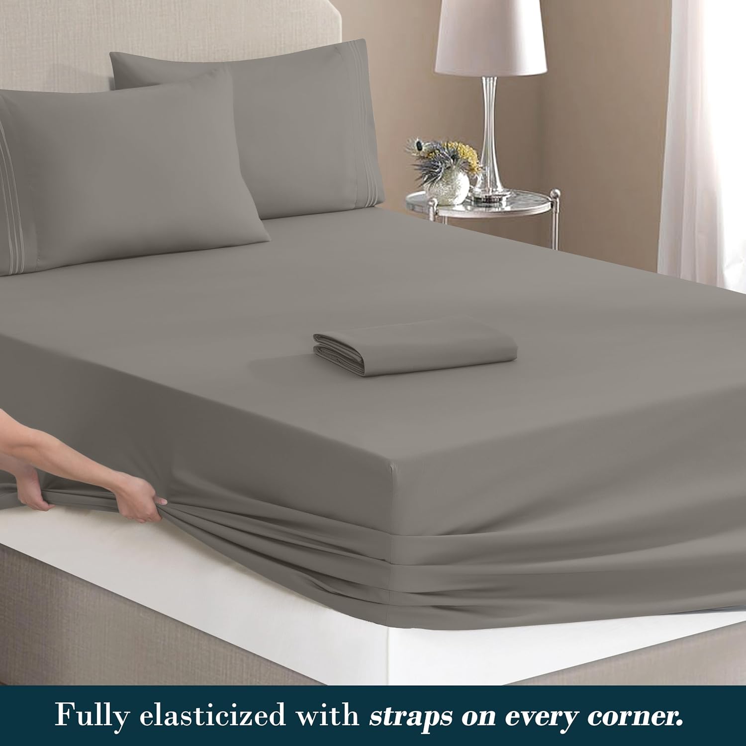 MocassiLuxuryBedding Mocassi Twin Size 4-Piece Bed Sheet Set - 1800 Hotel Quality Microfiber 18-24 Inches Extra Deep Pocket Fitted Sheet- L…