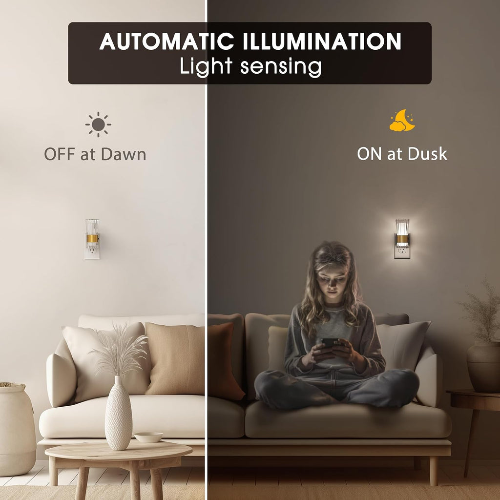 Briignite Decorative Night Lights Plug into Wall, Home Decor, Dusk to Dawn Light Sensor, Daylight White 5000K, 0-100LM Adjustable…