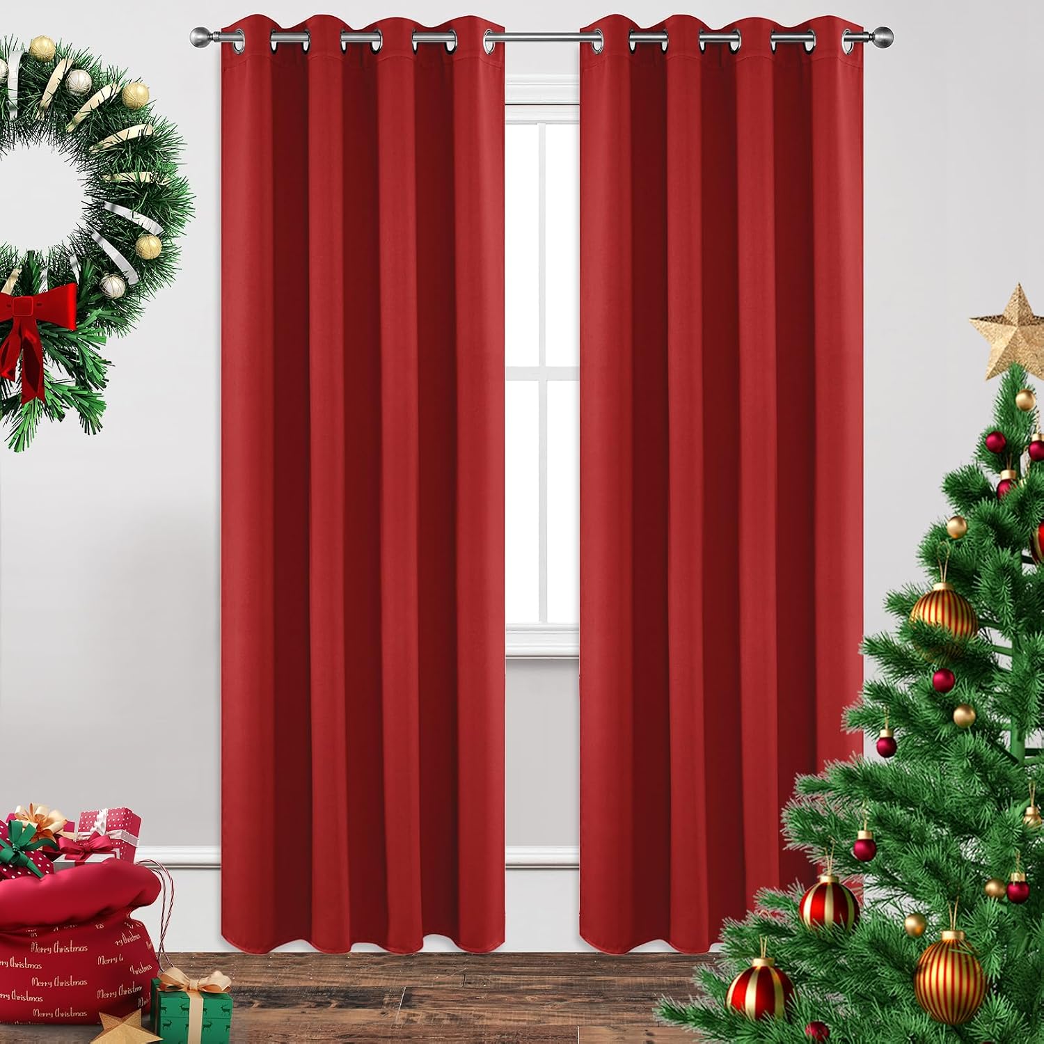 Joydeco Blackout Curtains 84 inches Long 2 Panels Set, Thermal Insulated Long Curtains & Drapes 2 Burg, Room Darkening Grommet Drapes for B…
