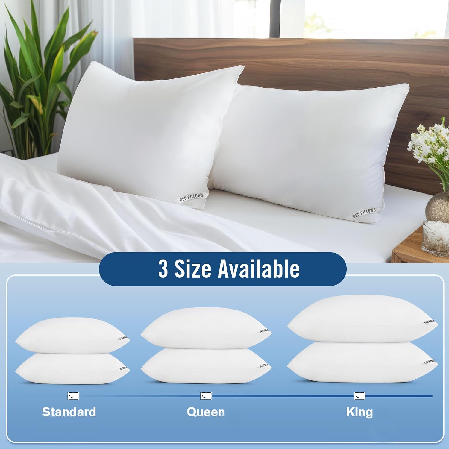 Piwaal Queen Size Pillow 4-Pack – Hotel-Style Bed Pillows for Sleeping, Down Alternative Microfiber Fill, Plush Comfort for Side, Back…