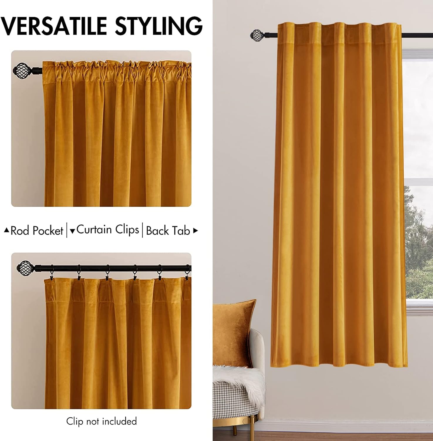 Miulee Velvet Curtains 63 inch Length 2 Panels - Luxury Blackout Curtains for Bedroom Living Room Thermal Insulated Fall Decor Super Soft W…