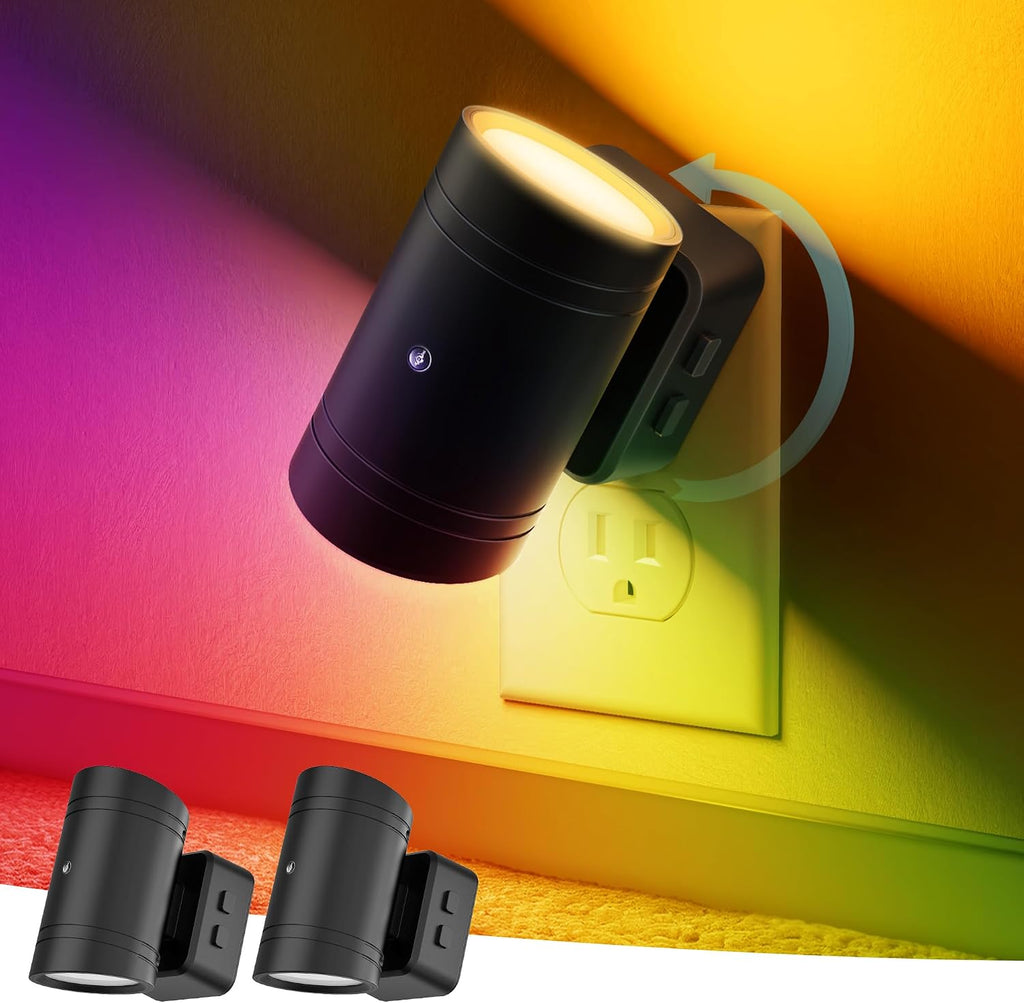 Briignite Night Lights Plug into Wall, 10-Color Changing RGB Night Light for Kids,180° Rotatable Plug in Nightlight with Dusk to Dawn…