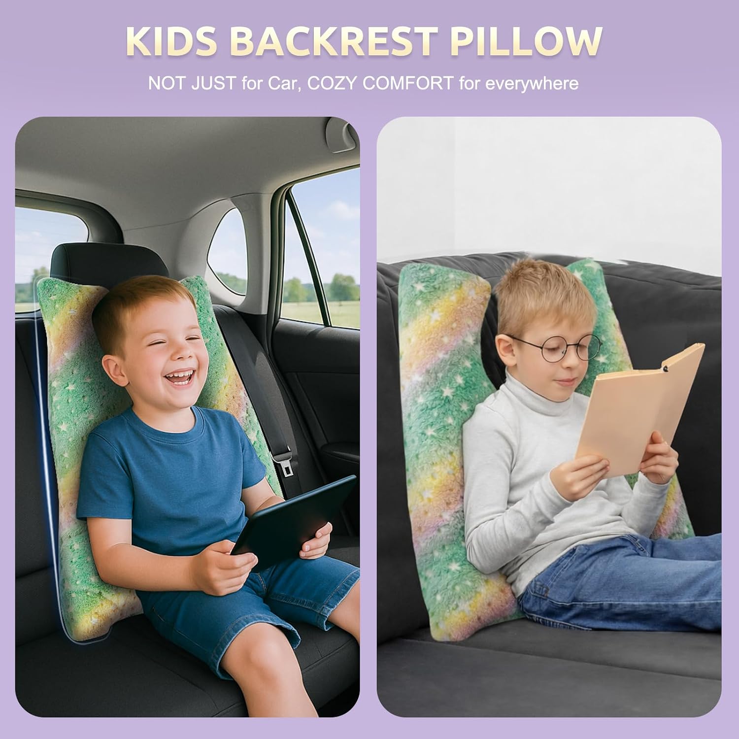 Car Pillow for Kids Travel Pillow with Adjustable Strap, Kids Floor Pillows Cushions for Adults and Children to Support Head and Body…