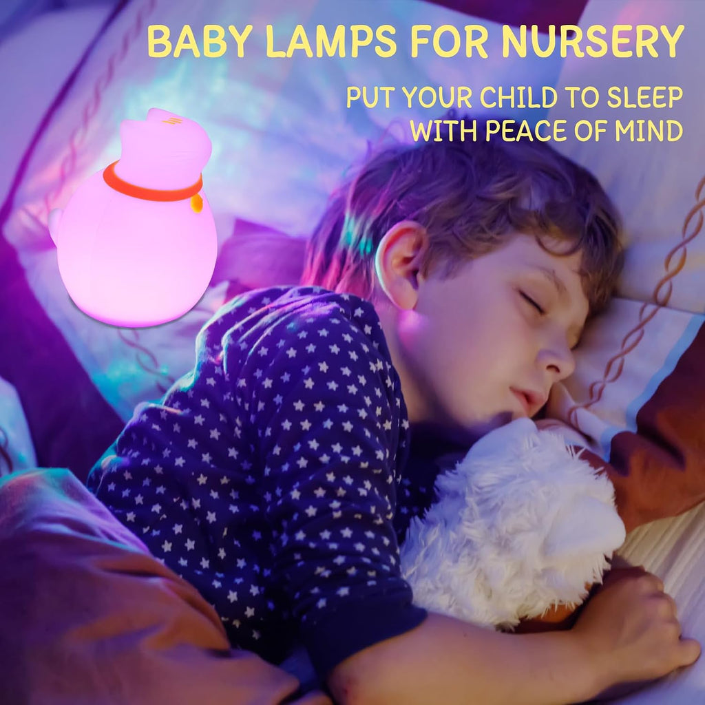WelcometoMAGOHMT 7-Color Changing Cat Night Light, Silicone Rechargeable Nursery Light with Timer & 3 Modes, Kids Bedroom Lamp Touch Sensor…