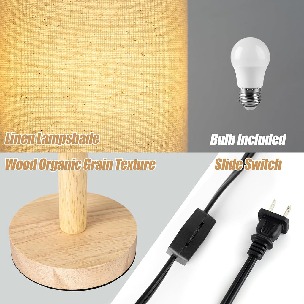 LALISU Small Table Lamp for Bedroom, Nightstand Lamp Linen Lampshade Bedroom Wood Base Small Bedside Lamp for Night Stands, Desk Lamps…
