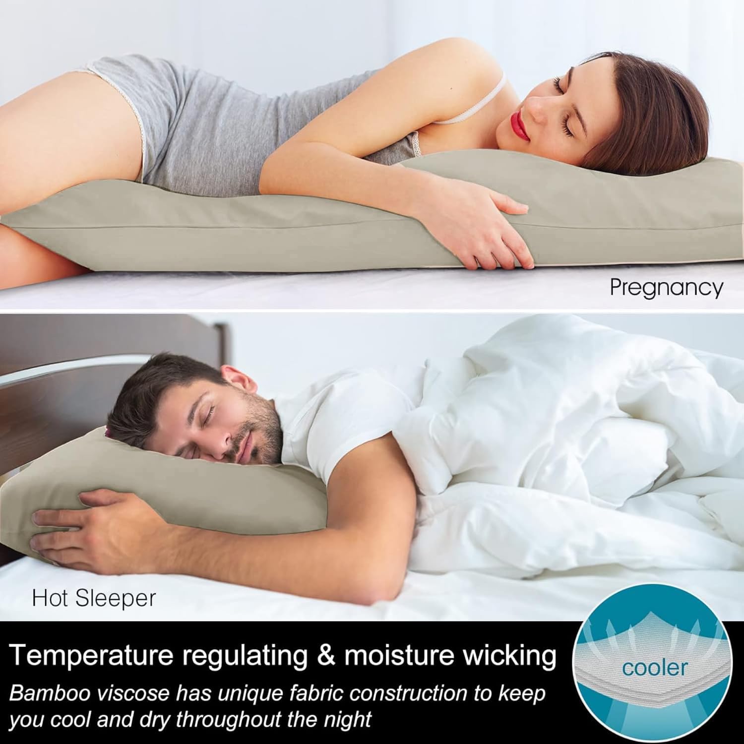 Bedelite Body Pillow Cover, Rayon Made from Bamboo, Cooling Body Pillow Pillowcase for Hot Sleepers and Night Sweats, Breathable & Silky So…