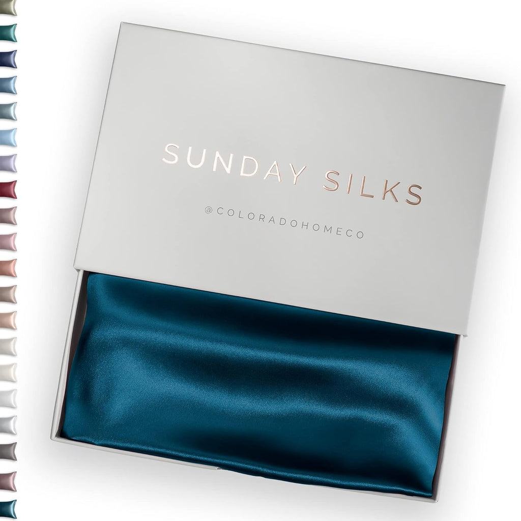 ColoradoHomeCo SUNDAYSILKSTM Silk Pillow Cases | 100% Mulberry Silk Pillowcase with Zipper, All Sides Real 22 Momme Grade 6A Silk, Standard…
