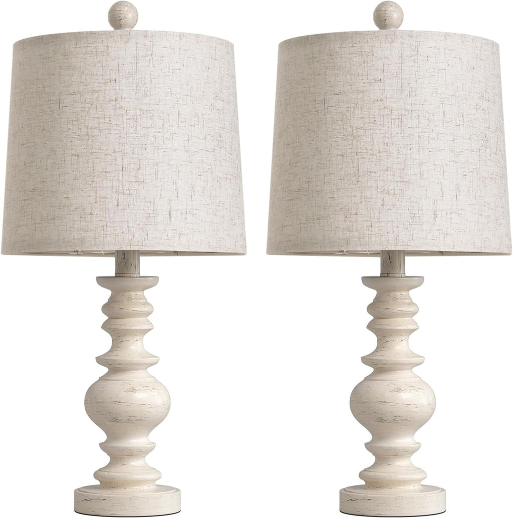 BOBOMOMO Tradition 20.5" Rustic Table Lamp Set of 2 for Living Room Farmhouse Bedside Desk Lamps Bedroom Nightstand Vintage Lamps Linen…