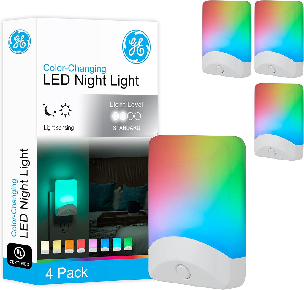 GE Color Changing LED Night Light for Kids, Dusk to Dawn Sensor, Home Decor Apartment Essentials, Wall Lights for Bedroom, Ambient…