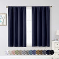 WelvetBLK Navy Blue Room Darkening Curtains for Bedroom Living Room 45 Inch Length 2 Panels Set, Soft Solid Thermal Insulated Rod Pocket Sh…