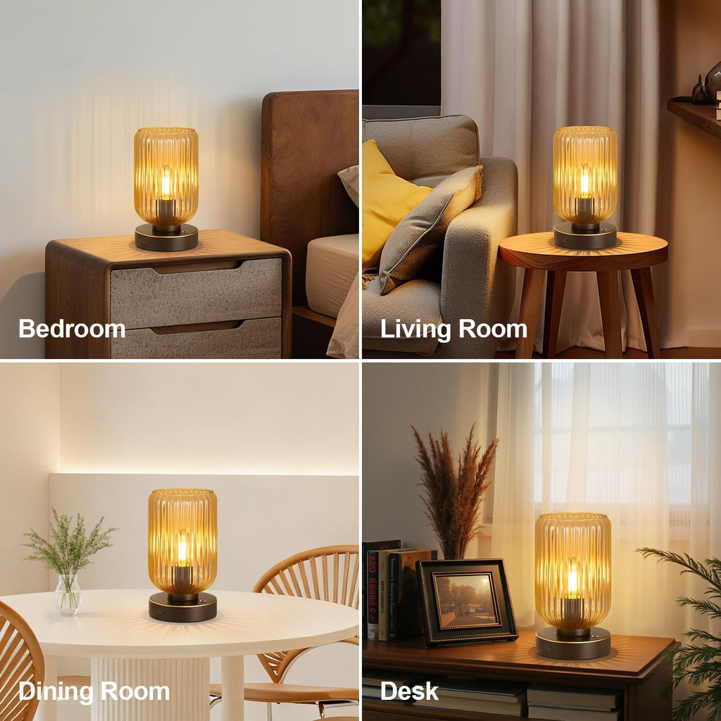 LigthRound Touch Table Lamp for Bedroom, Cordless Bedside Small Table Lamp, Dimmable Rechargeable Battery Operated Lamp for Nightstand…