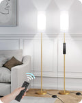 Set of 2 Dimmable Floor Lamps for Living Room with 2 Remotes and Foot Switch, 64.4”Modern Standing Lamp, Corner Lamp for Bedroom, Bulb…
