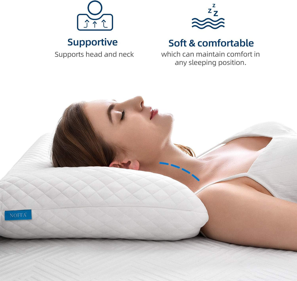 Noffa Bouncy Orthopedic Neck Support Pillow for Sleeping, Special Foam Deep Sleep Pillow, Bed Pillow for Side, Back, Stomach Sleepers, Remo…