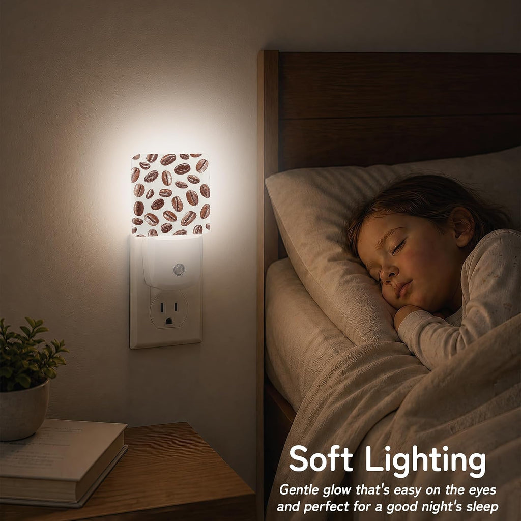 Coffee Bean Night Lights Plug into Wall, Night Light with Dusk to Dawn Sensor for Bedroom Bathroom Kitchen Hallway Stairs, Decorative…
