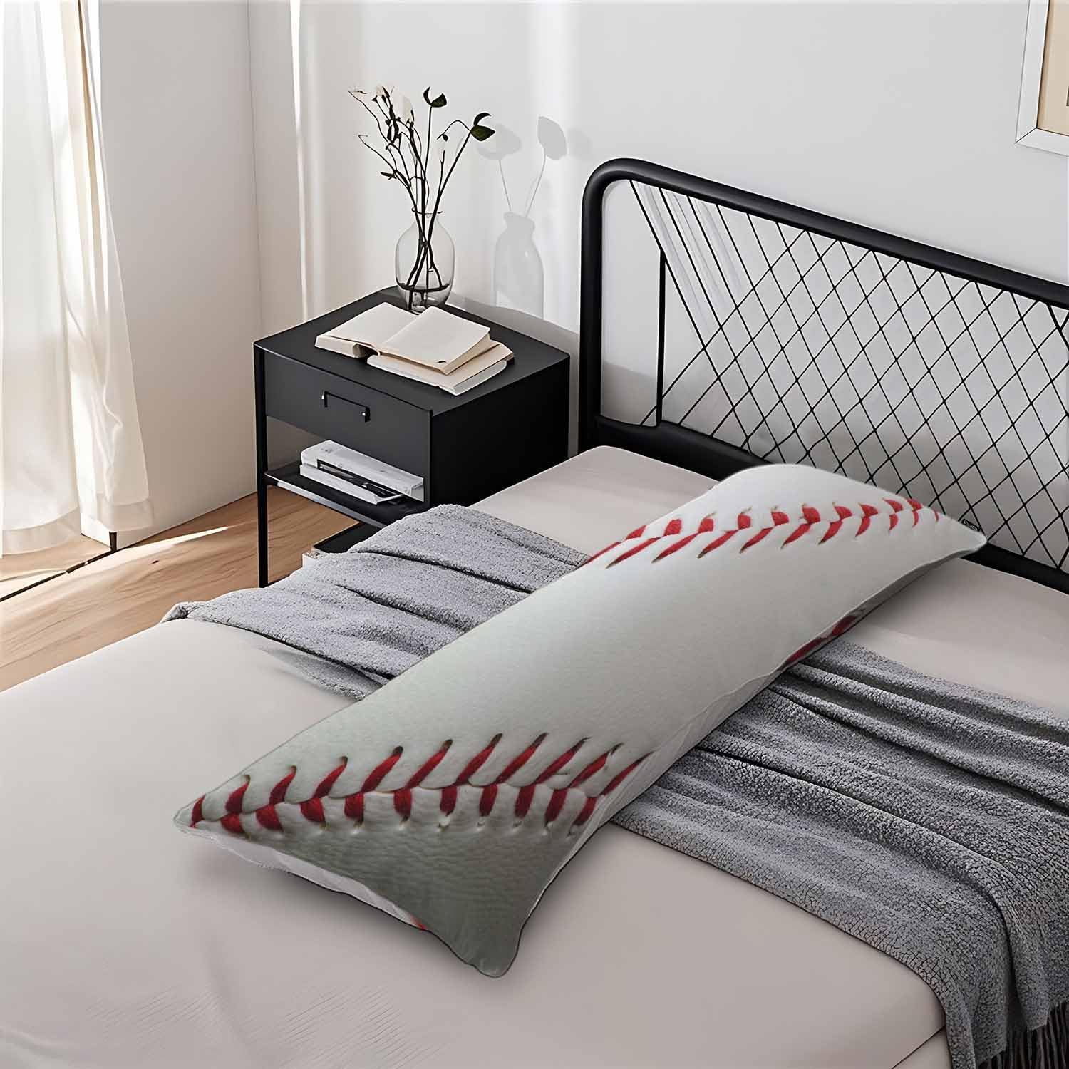 Baseball Rectangle Body Pillow Covers Baseball White Red Couch Body Pillow Pillowcase Decorative Home Body Pillows Bed Pillow Cushion…