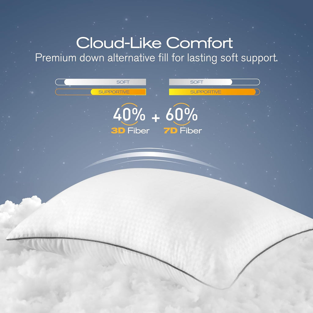 King Size Pillows Set of 4, Ultra Thick Down Alternative Bed Pillows, Cooling Hotel Quality King Size Pillows for Back, Stomach or Side…