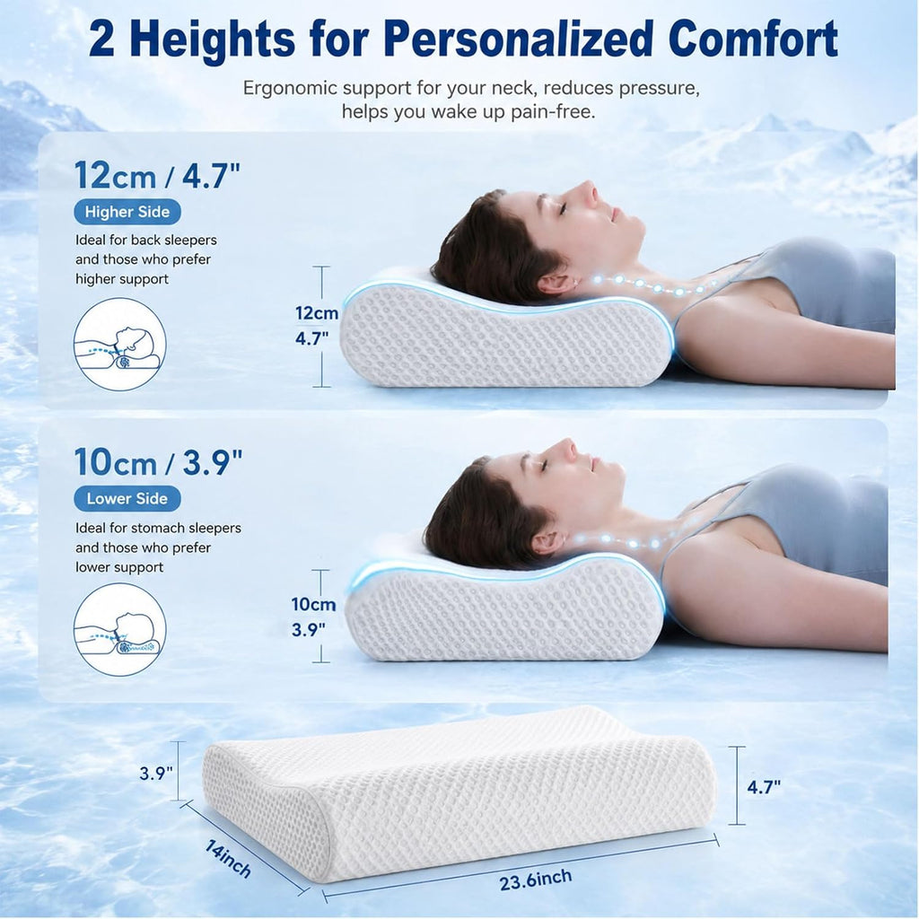 DR.DREAM Memory Foam Pillow for Sleeping, Cooling Gel Ergonomic Contour Firmness Bed Pillow for Neck Shoulder, Cervical Orthopedic…