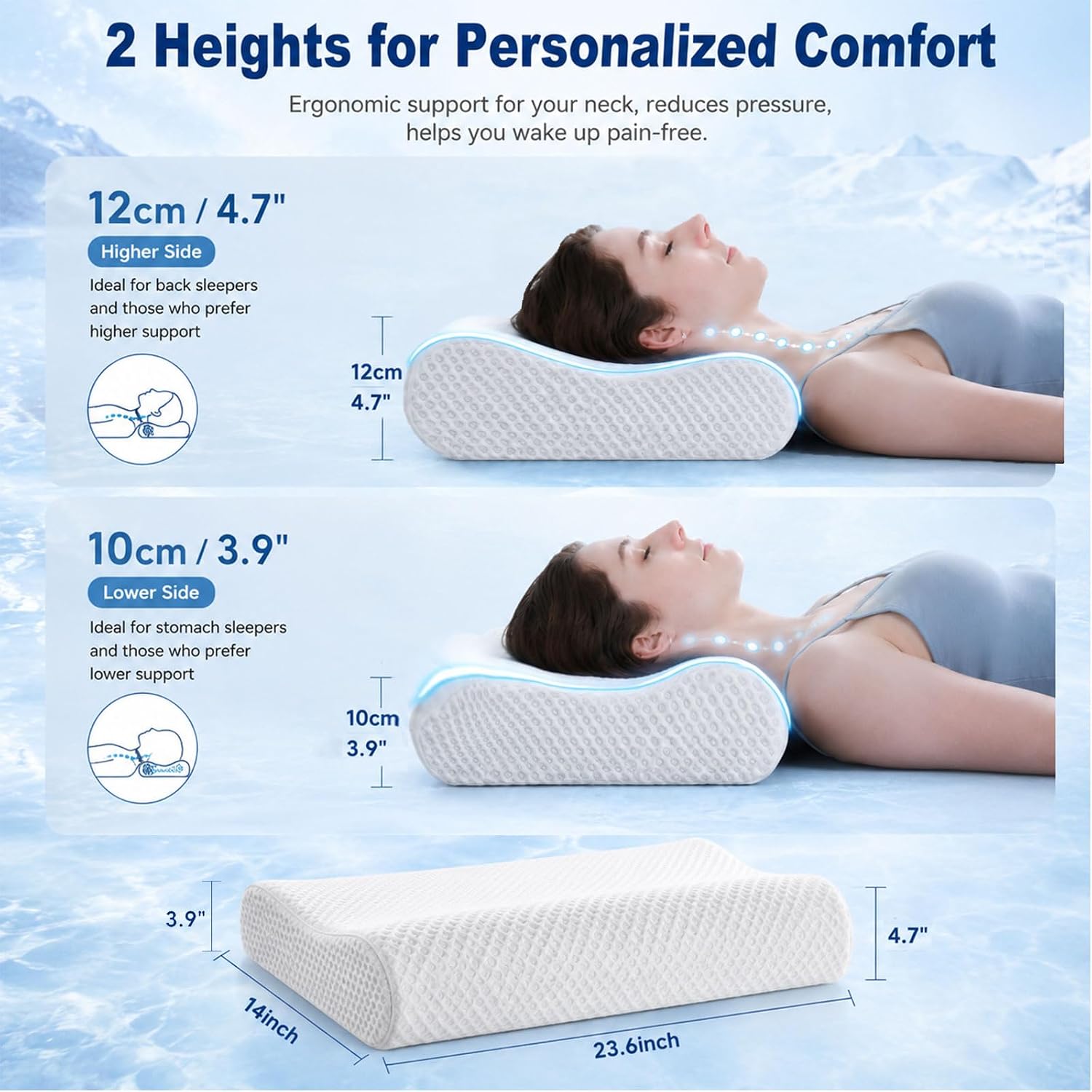 DR.DREAM Memory Foam Pillow for Sleeping, Cooling Gel Ergonomic Contour Firmness Bed Pillow for Neck Shoulder, Cervical Orthopedic…