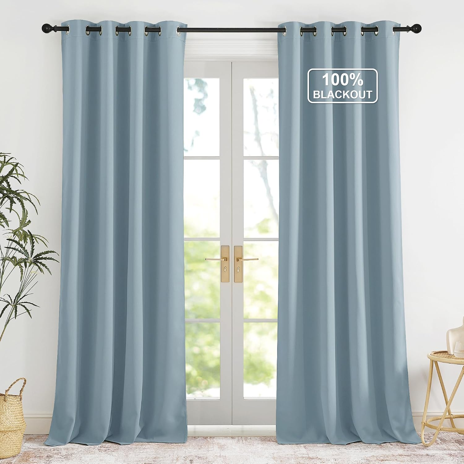 NICETOWN Plylux Blackout Curtains for Sliding Door - 52 by 95 inches Long, 2 Pieces, Blocking Sunlight Window Treatment Modern Thermal…