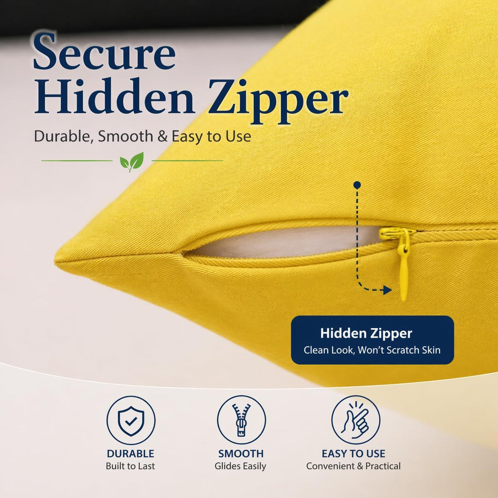 Evolive 100% Rayon Derived from Bamboo Cooling Breathable Body Pillow Cover/Pillowcases 21x54 inches with Hidden Zipper Closure (Yellow, 21…