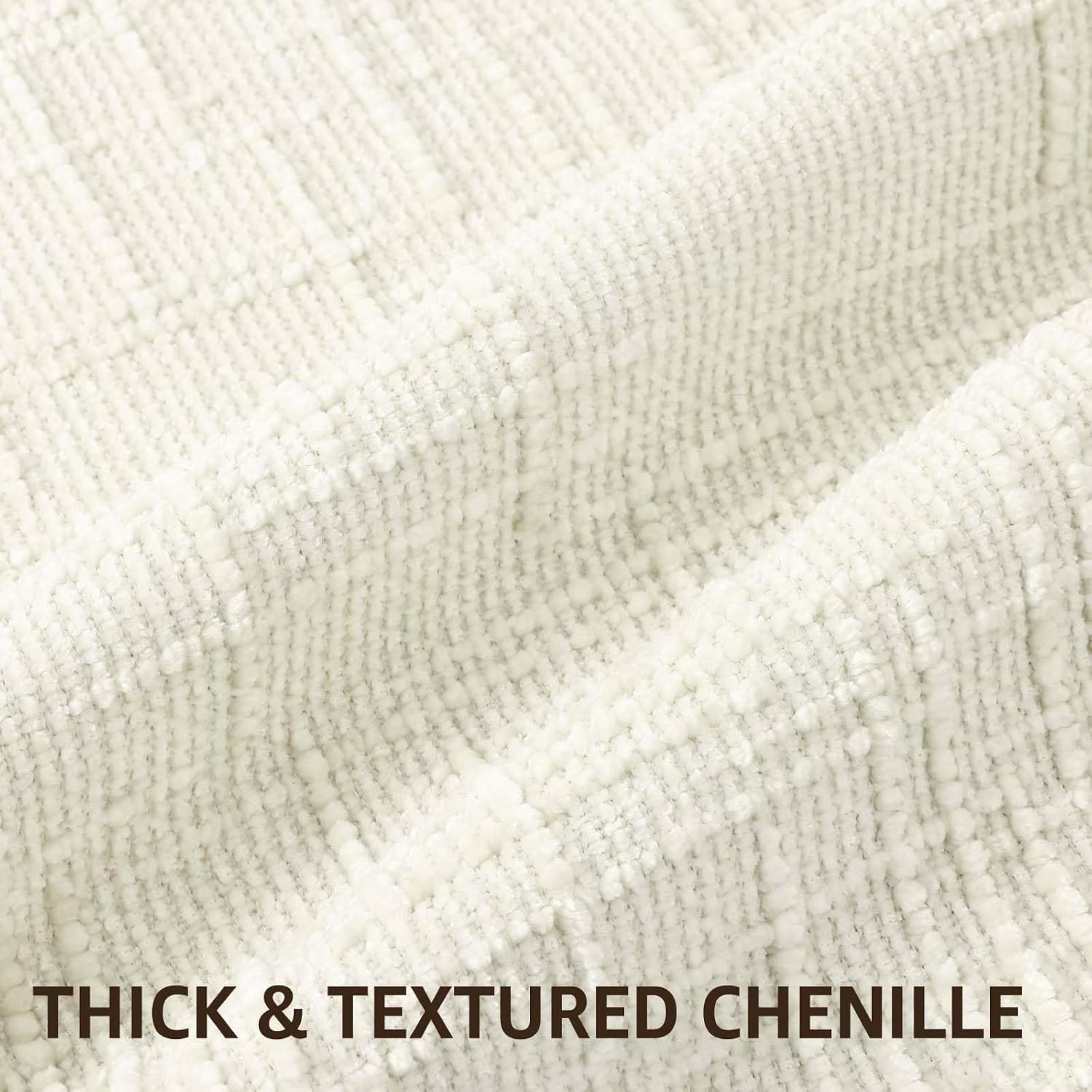 decorUhome Summer Cream White Chenille Euro Sham Throw Pillow Covers 22x22 Set of 2 Textured Soft Cozy Slubby Couch Pillow Covers Modern Fa…