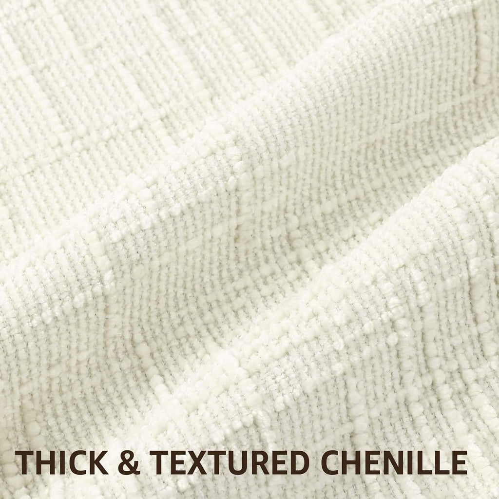 decorUhome Summer Cream White Chenille Euro Sham Throw Pillow Covers 24x24 Set of 2 Textured Soft Cozy Slubby Couch Pillow Covers Modern Fa…
