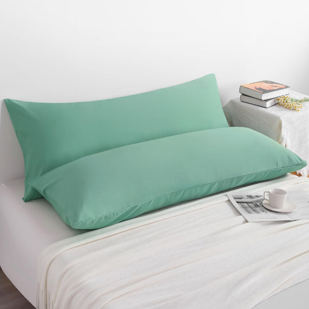 Ntbay Microfiber Body Pillowcase Set, 20x54 Inches, Mint Green, Soft, Wrinkle, Fade Resistant, Envelope Closure, 2 Pc Green