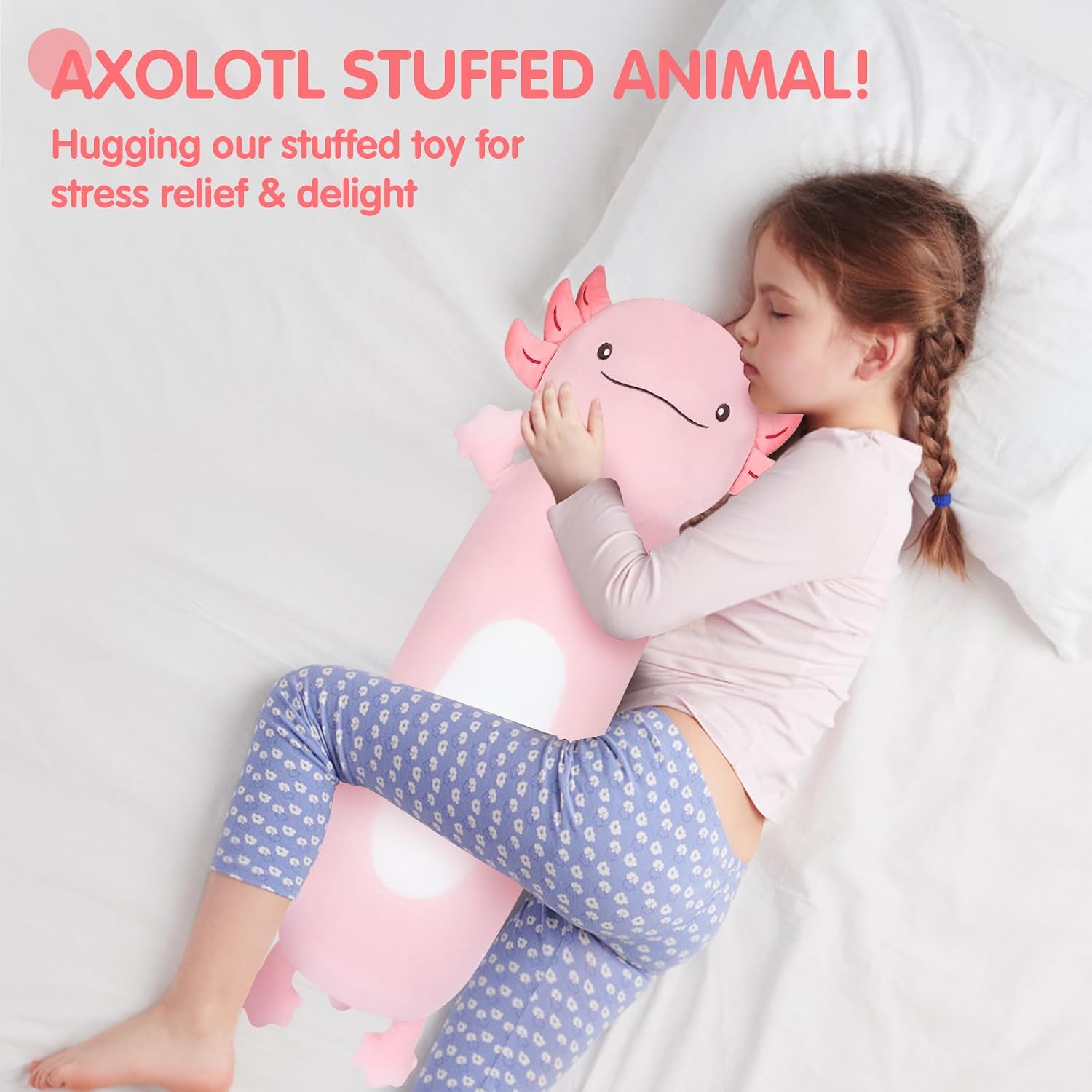 Dalmao 22" Giant Pink Axolotl Stuffed Animal, Cute Soft Long Axolotl Plush Large Body Pillow Big Squishy Plushies Toy, Gift for Kids…