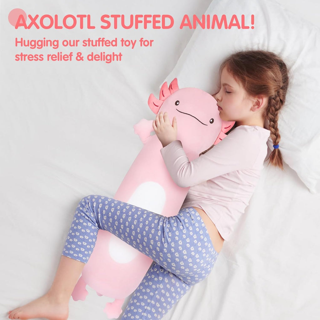 Dalmao 36" Giant Pink Axolotl Stuffed Animal, Cute Soft Long Axolotl Plush Large Body Pillow Big Squishy Plushies Toy, Gift for Kids…