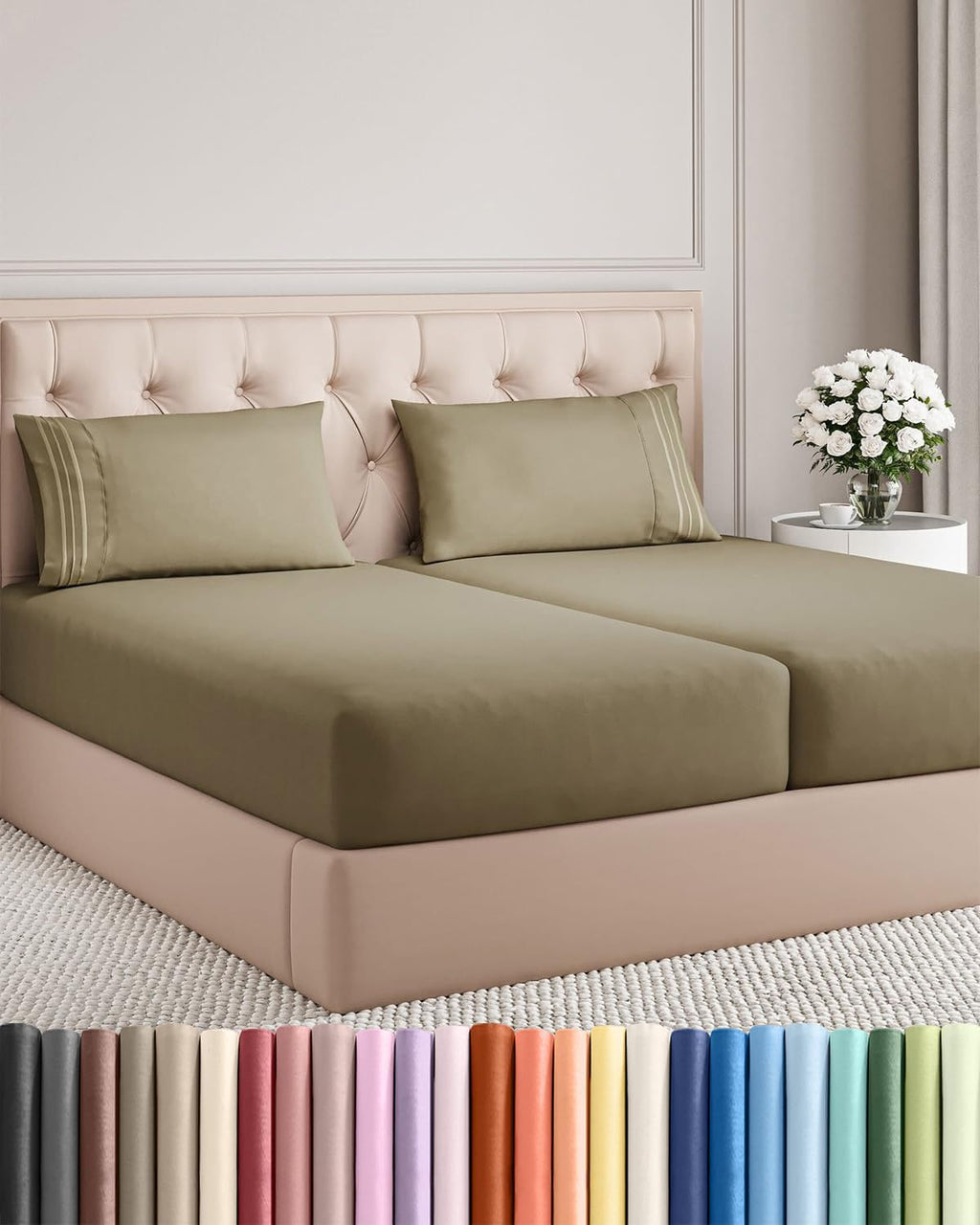 Split King Size 5 Piece Sheet Set - Comfy Breathable & Cooling Sheets - Hotel Luxury Bed Sheets for Women & Men - Deep Pockets, Easy-Fit…