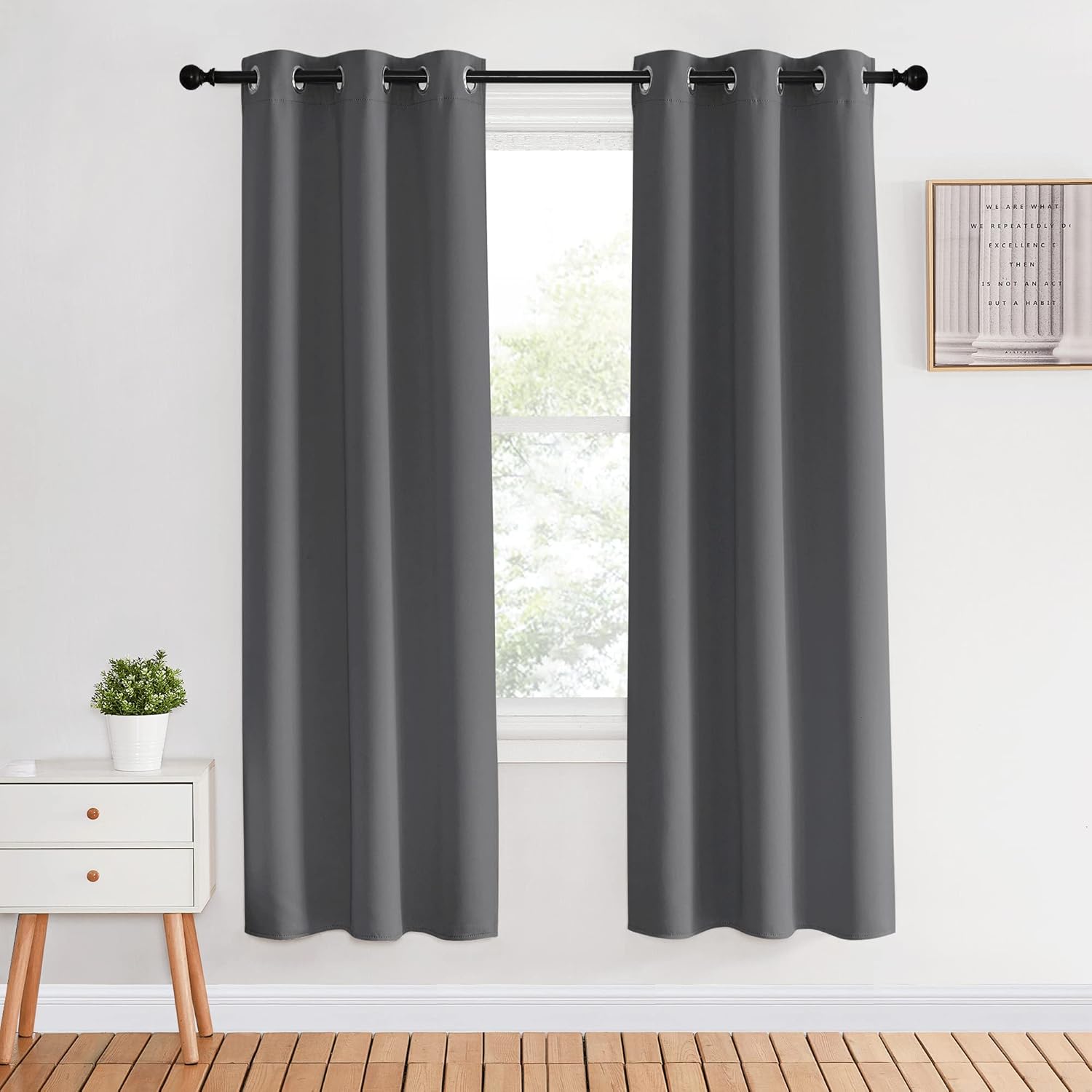 NICETOWN Blackout Window Curtains 70" L, 2 Panels, 34 inch, Grey, Grommet Top Room Darkening Thermal Insulated Vertical Window Drapes…