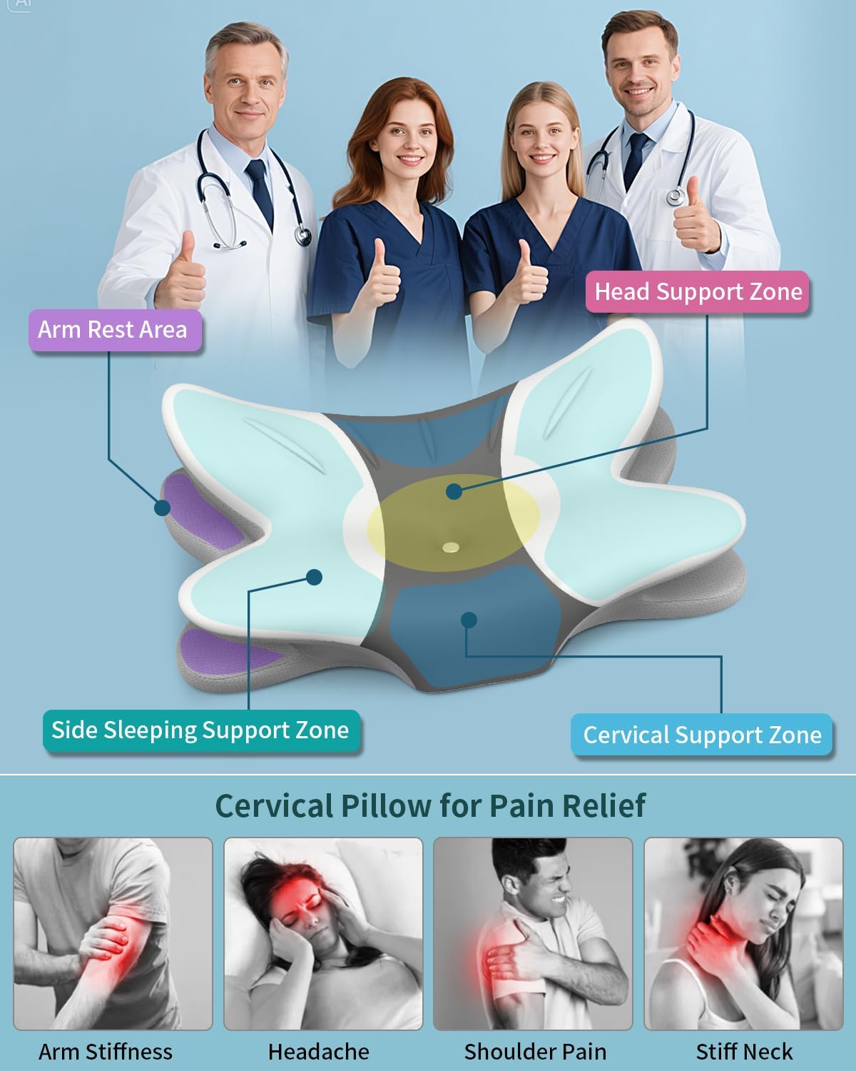 TujamiCervicalNeckPillow Cervical Neck Pillow for - Ergonomic Pillow Memory Foam Pillows for Sleeping, Cooling Orthopedic Neck Support Pill…