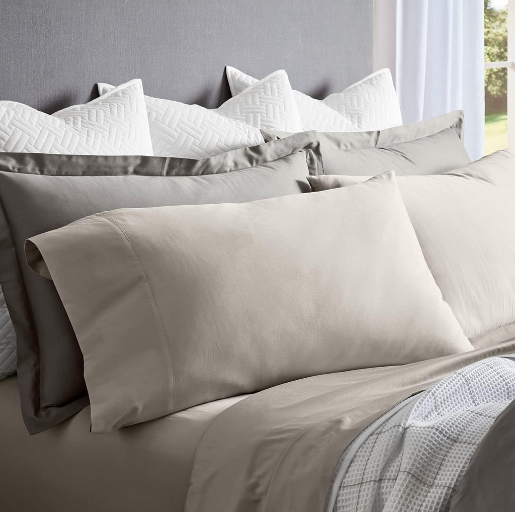 BollBranch BOLL & BRANCH Percale Hemmed Sheet Set - Cooling Breathable Bed Sheets for Hot Sleepers - Twin, Pewter - Luxury 100% Organic Cot…