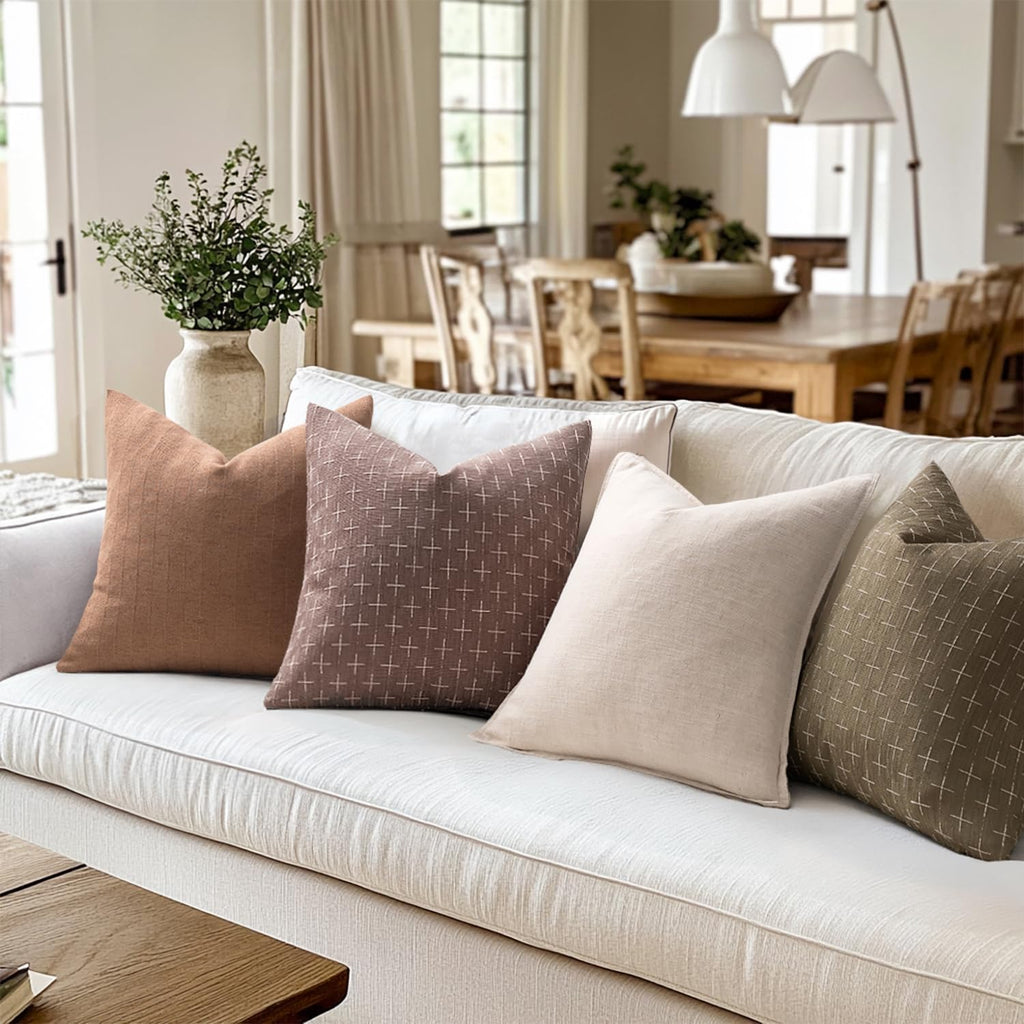 MIULEE Pack of 2 Decorative Burlap Linen Spring Throw Pillow Covers Farmhouse Pillowcases Modern Rustic Woven Textured Cushion Cover for…