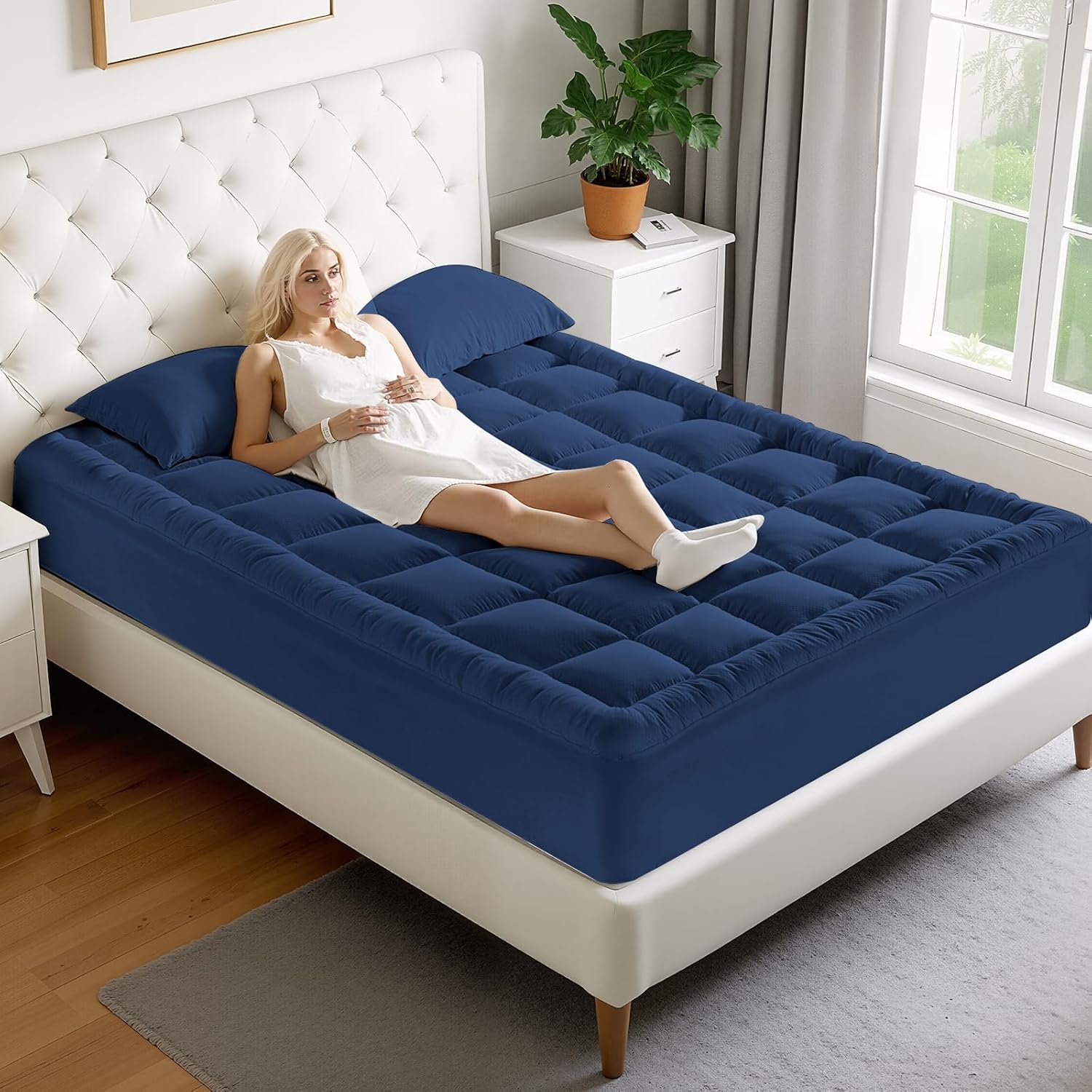 Matbeby Twin Size Mattress Pad - Cooling Breathable Mattress Topper, Quilted Fitted Mattress Protector, Pillow Top Mattress Cover with 8-21…