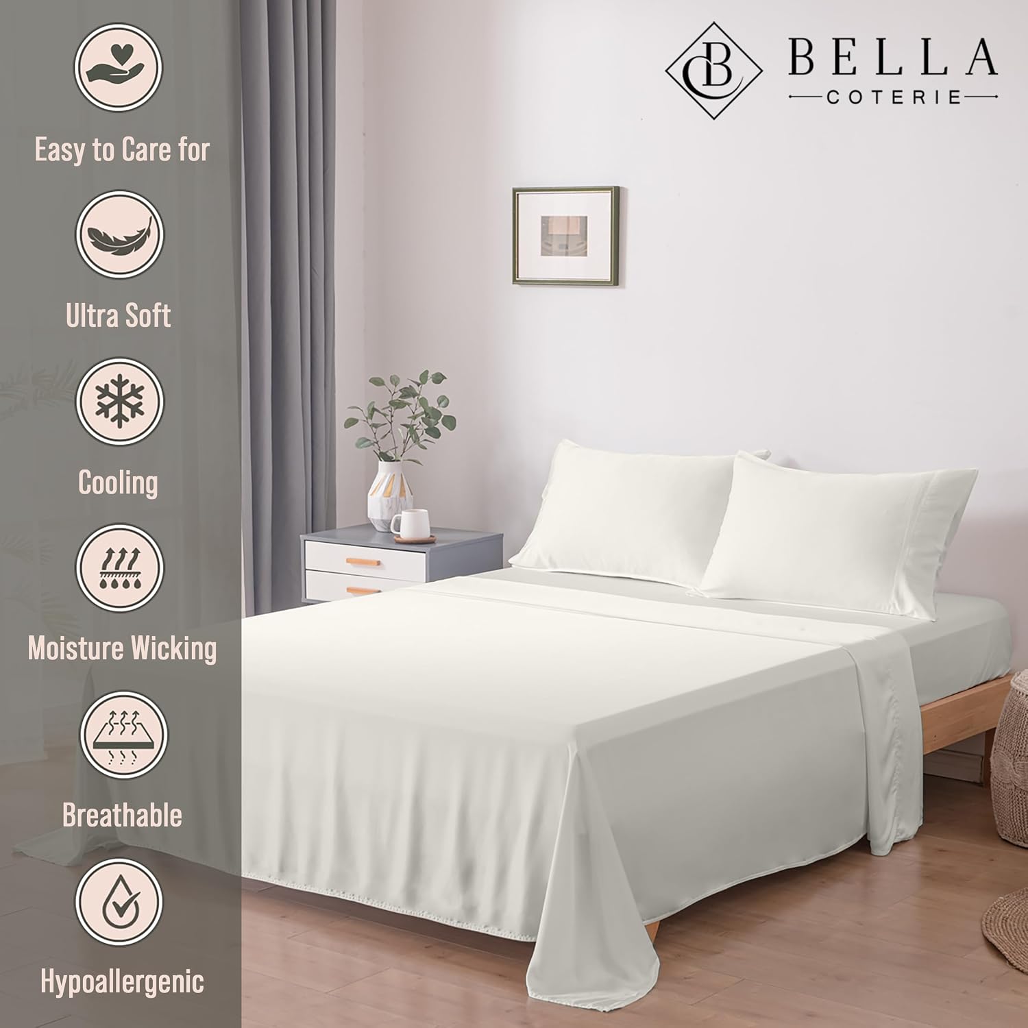 Bella Coterie Luxury Bamboo Viscose Twin Size Sheet Set | 100% Organically Grown | Ultra Soft | Cooling for Hot Sleepers | 18" Deep…