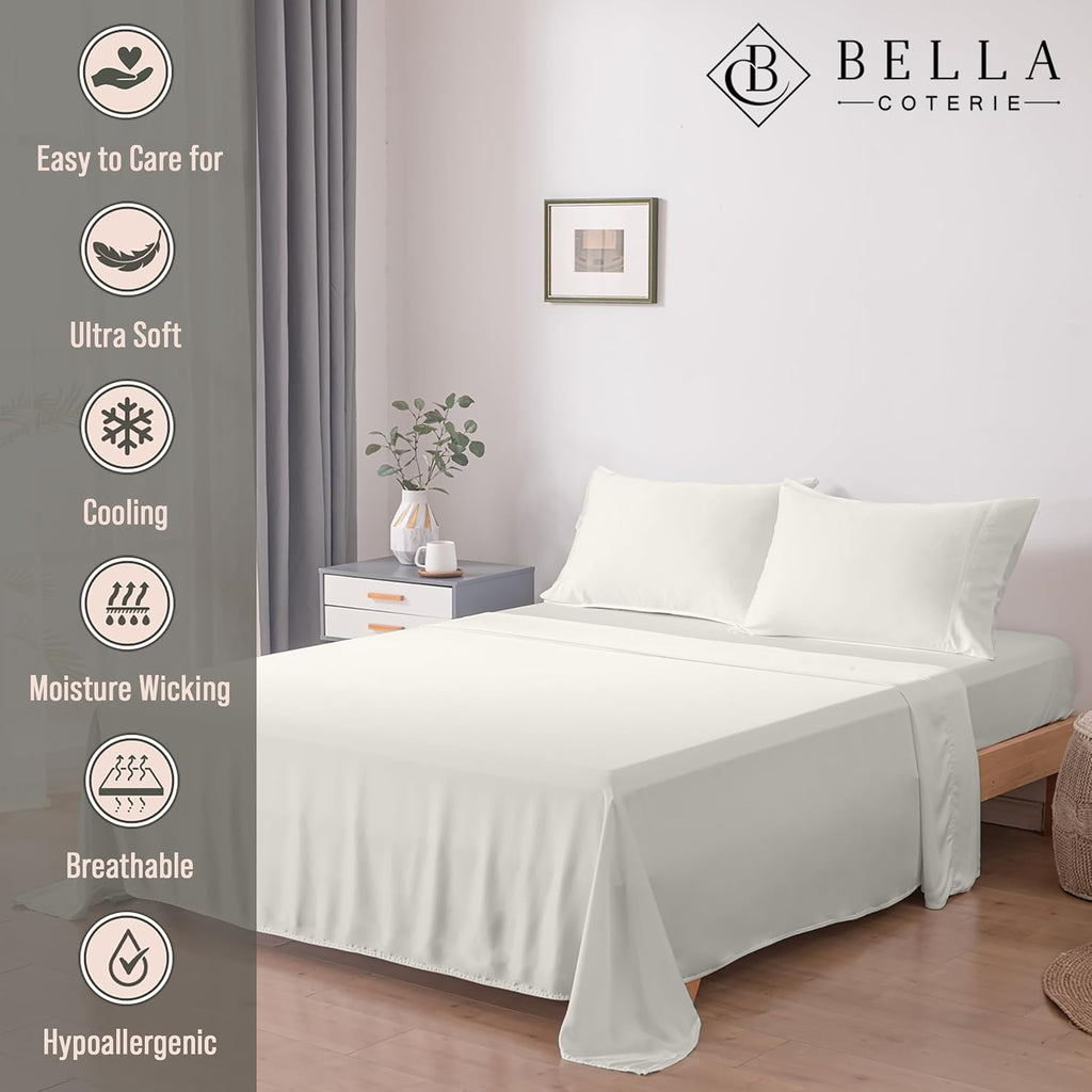 Bella Coterie Luxury Bamboo Viscose King Size Sheet Set | 100% Organically Grown | Ultra Soft | Cooling for Hot Sleepers | 18" Deep…
