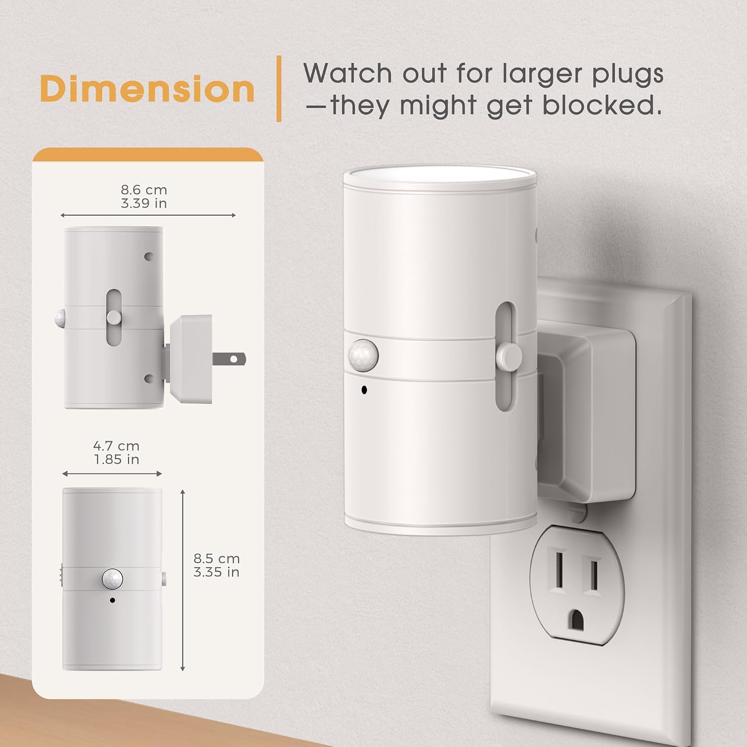 WelcometoBriigniteenjoyyourtimehere Briignite Motion Sensor Night Light, Motion Activated Plug in Night Lights, 0-100LM Dimmable Soft White…