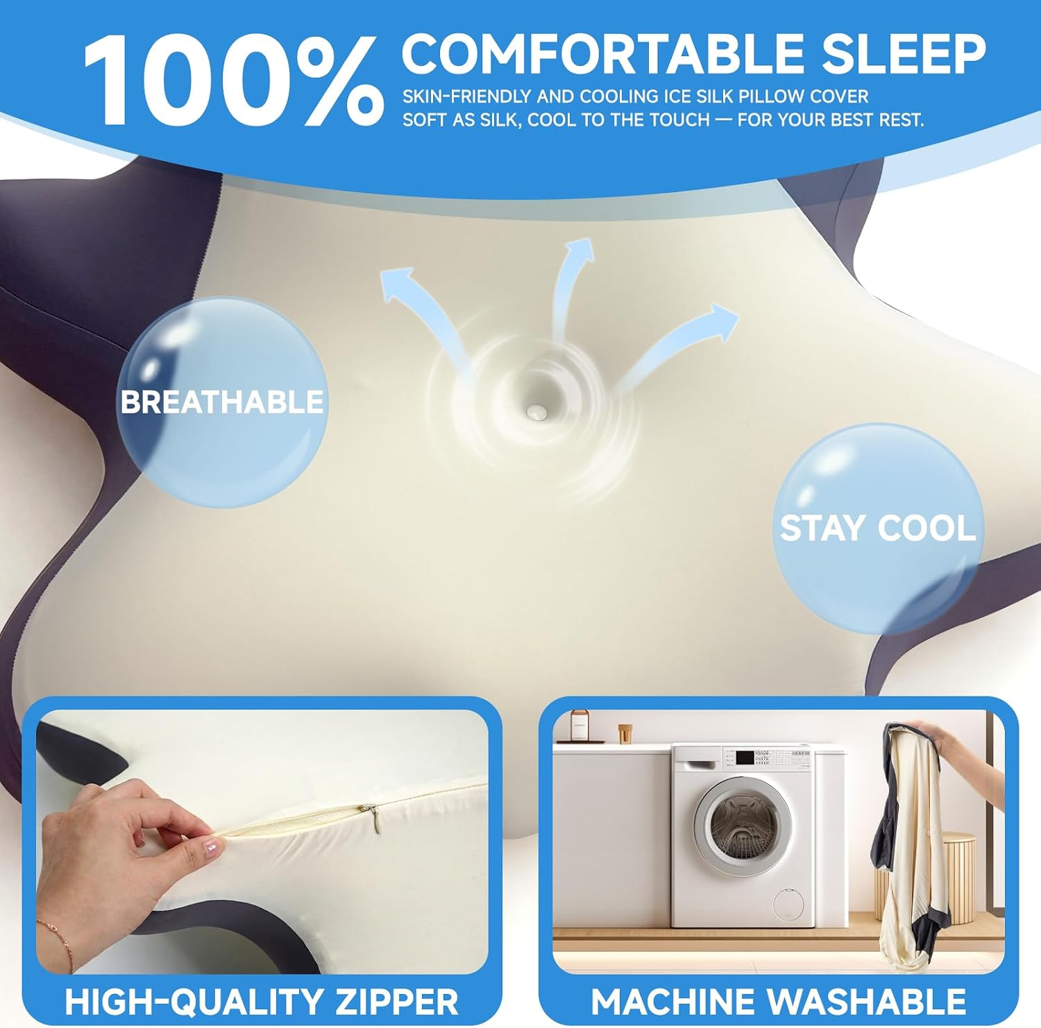 STARSNET Reading Pillow for Bed, Ergonomic Headboard Memory Foam Pillow with Ice Silk Cooling Pillowcase for Neck and Shoulder Suppo…