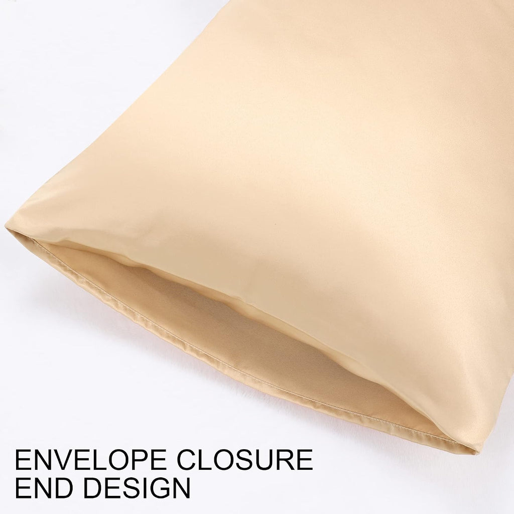 uxcell 2 Pack Silk Satin Pillowcase for Hair and Skin, Cool, Silky, Soft Breathable Pillow Cases Queen Size 20x30 Inch Sateen Pillowcase Ch…