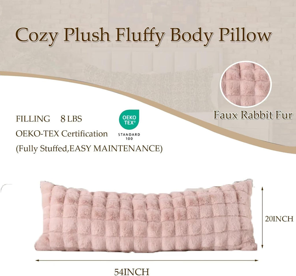 Animebody Luxury Shaggy Faux Fur Body Pillow, Fluffy Bed Pillow with Zipper Closure, Soft Decorative Plush Full Long Pillows, Fuzzy Hug Pillow…