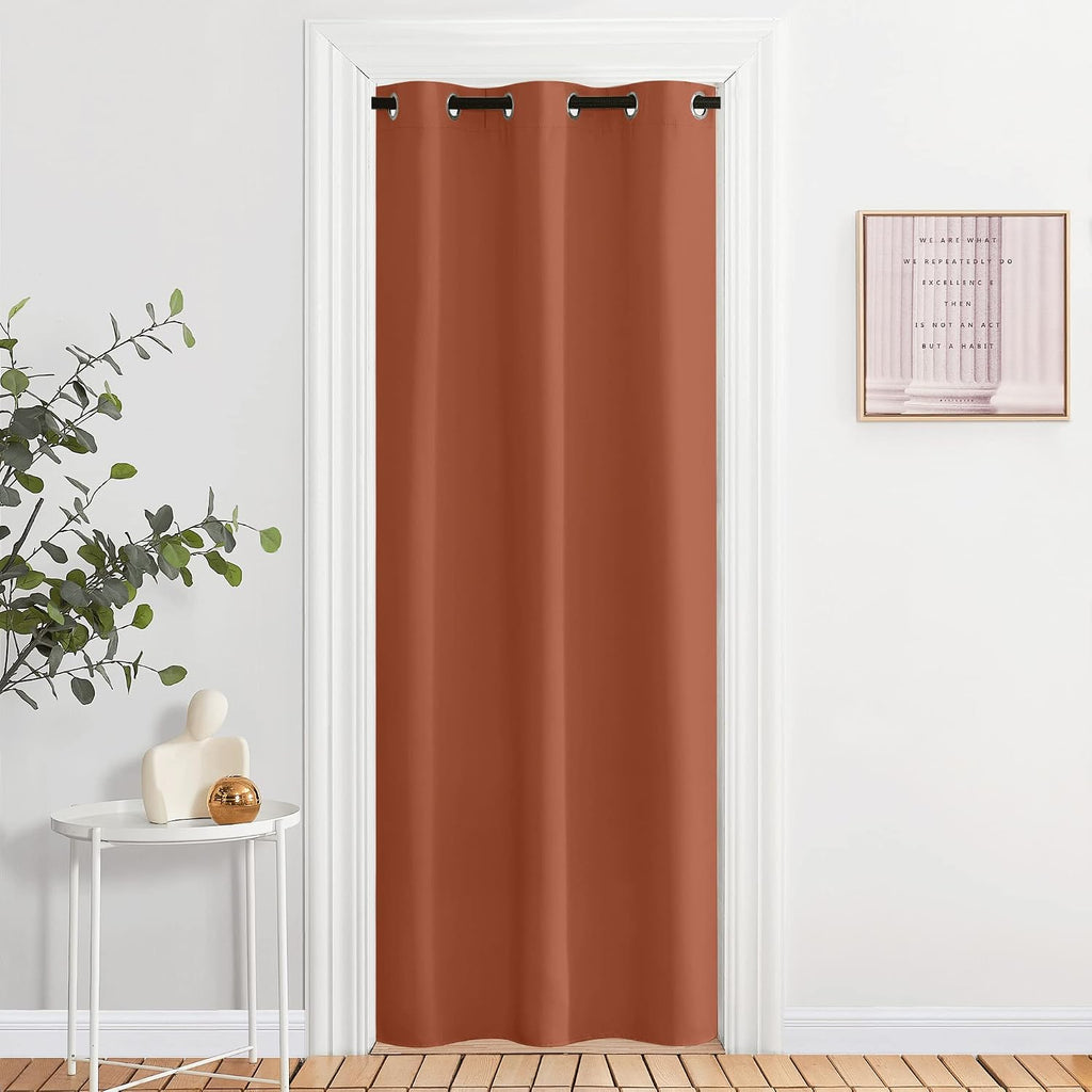 NICETOWN Burnt Orange Insulated Blackout Curtain Home Decoration Solid Grommet Top Blackout Living Room Drape for Large Window on Day (1…