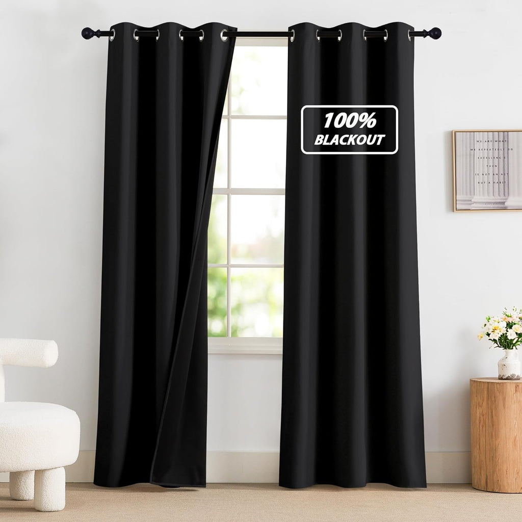 NICETOWN 100% Blackout Curtains 84 Inch Length for Bedroom, Privacy Thermal Insulated Grommet Window Drapes for Living Room, 2 Panels…