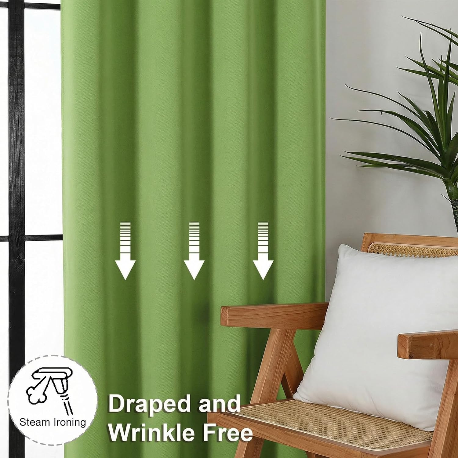 Simplebrand Ava Lime Short Blackout Curtains for Bedroom 45 Inches Long 2 Panels Set, Solid Thermal Insulated, Energy Saving Window Treatme…