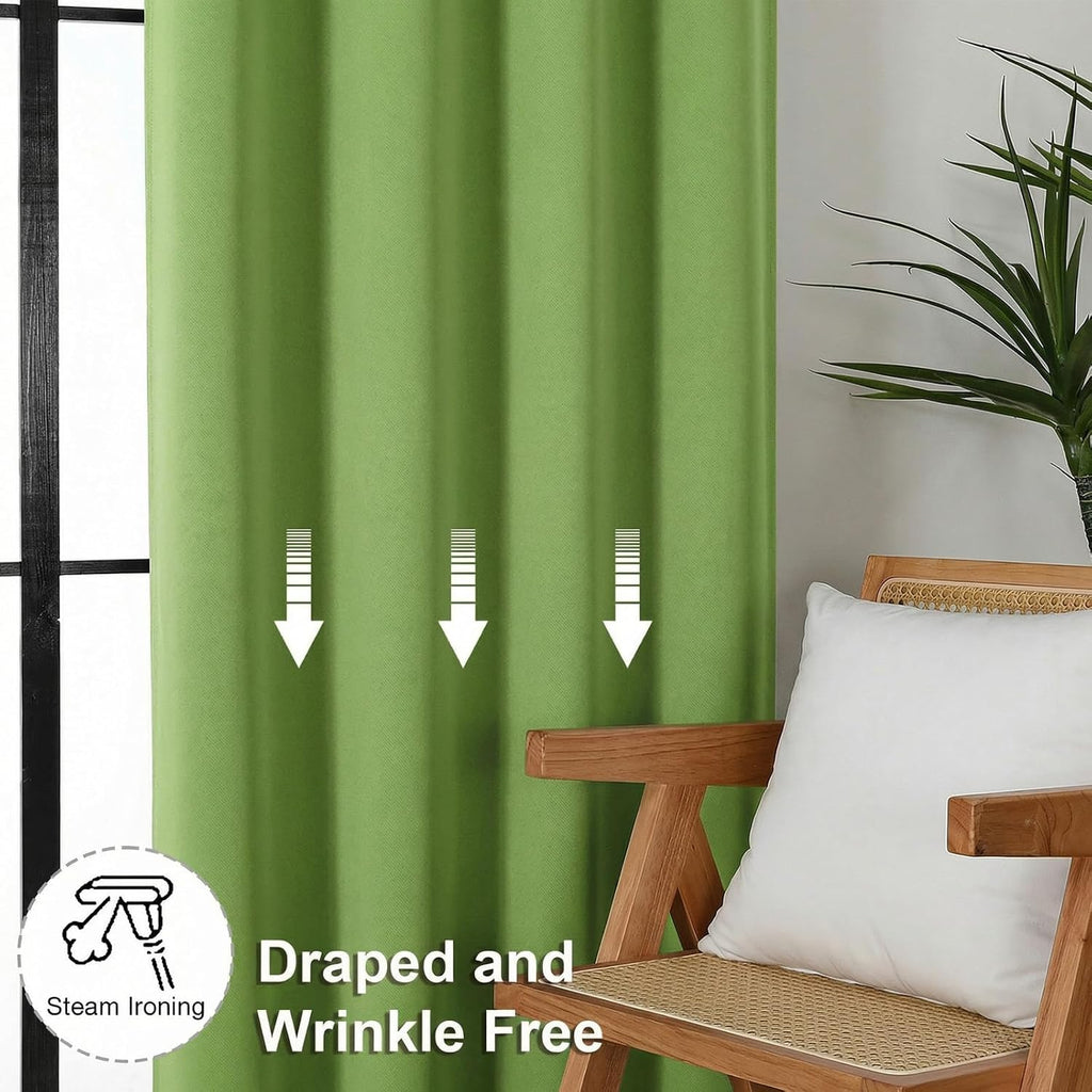 Simplebrand Ava Lime Blackout Curtains for Bedroom 96 Inches Long 2 Panels, Solid Thermal Insulated, Energy Saving Nursery Window Treatment…