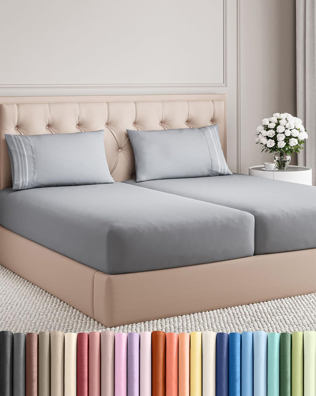 Split King Size 5 Piece Sheet Set - Comfy Breathable & Cooling Sheets - Hotel Luxury Bed Sheets for Women & Men - Deep Pockets, Easy-Fit…