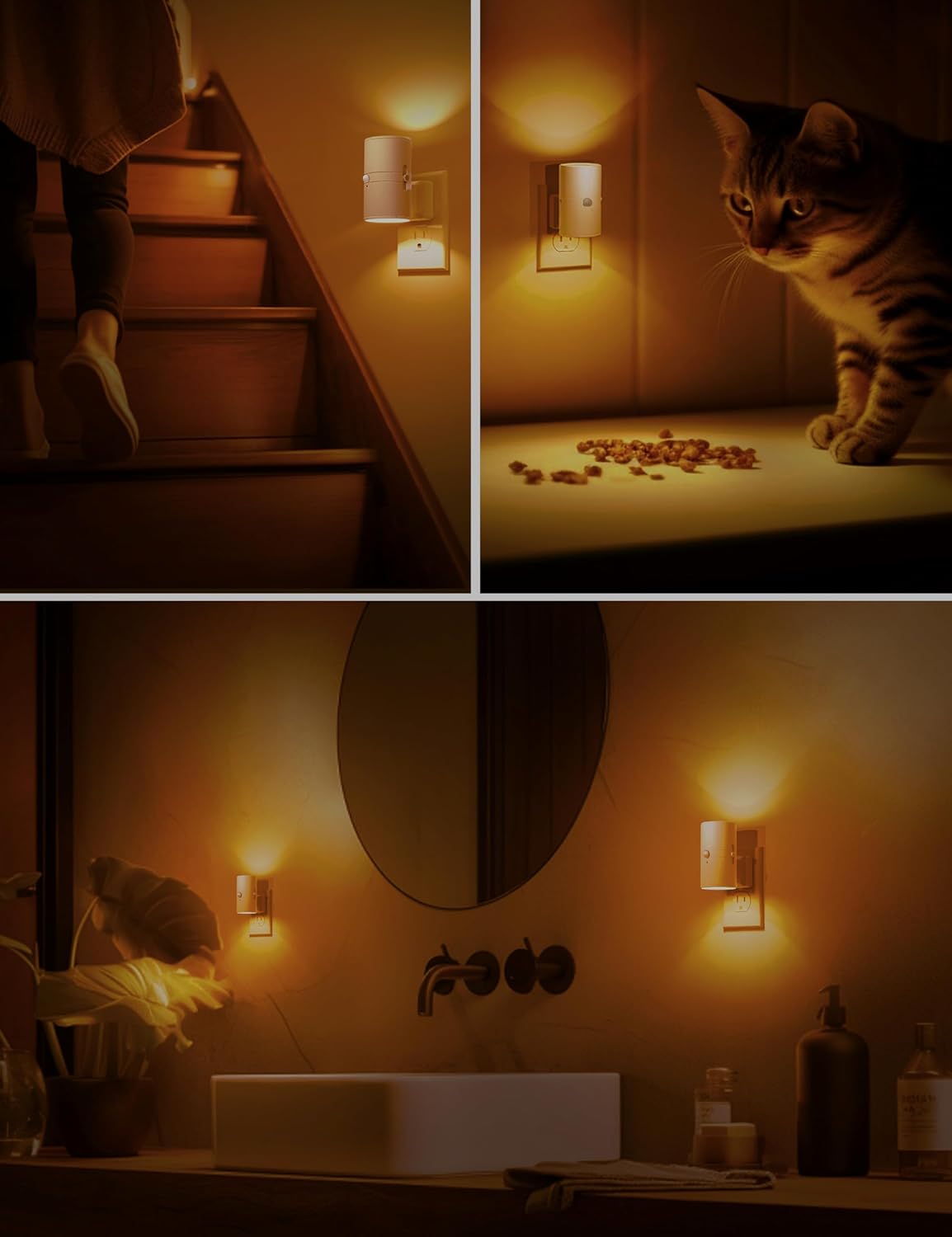 L LOHAS LED Motion Sensor Nightlight, Amber Night Light, [2 Pack] Motion Activated Night Light, Yellow Nightlights, Dimmable 0-100LM…