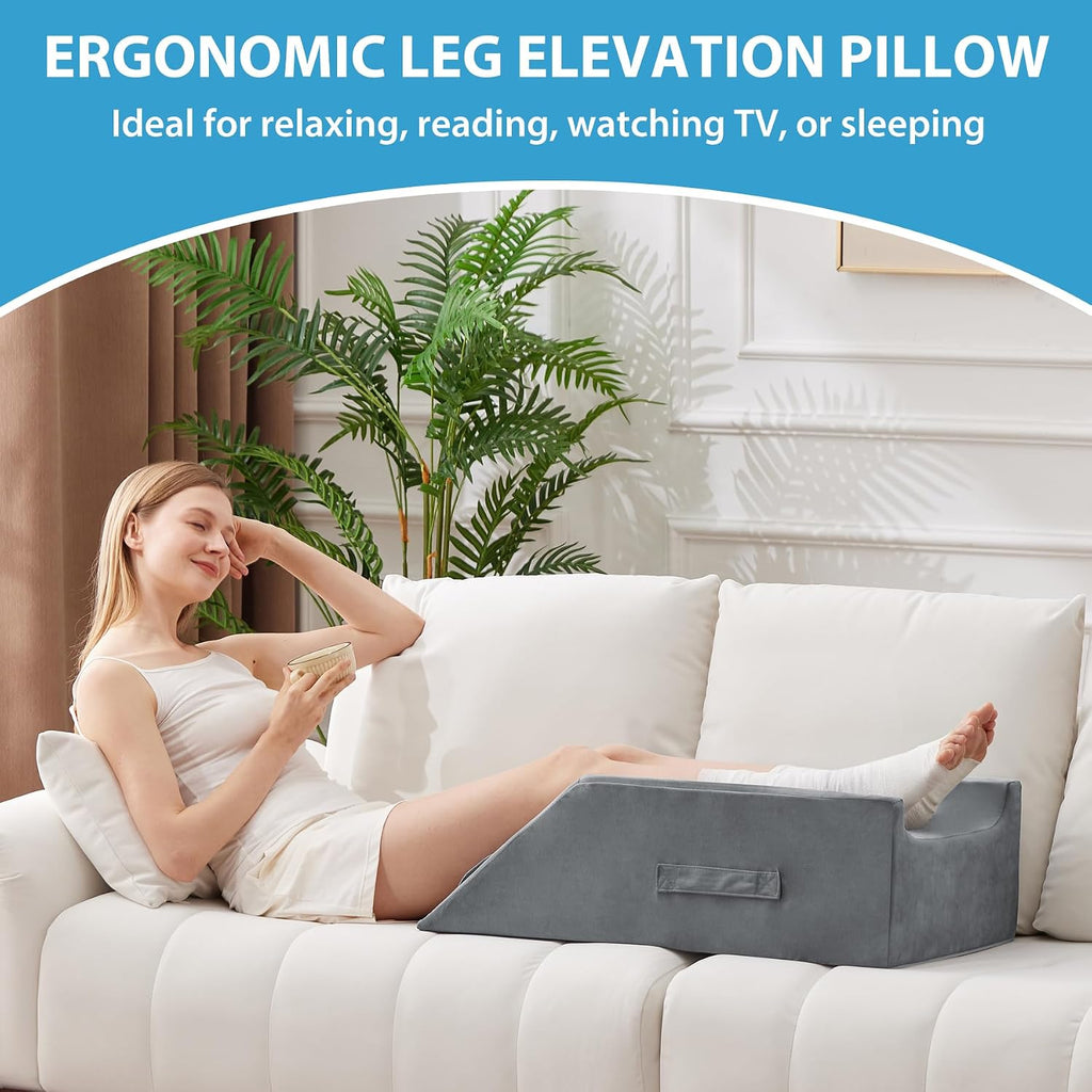 Megcxit Double Leg Elevation Pillows for After Surgery, Memory Foam Leg Elevating Pillow, Leg Pillow Elevation Blood Circulation, Knee Pill…